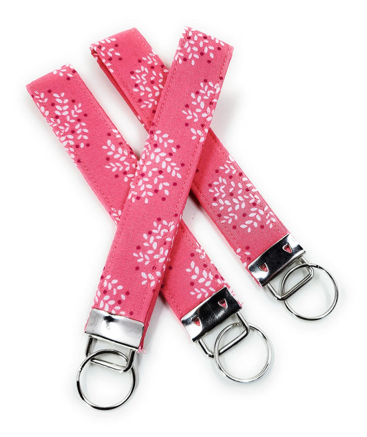 Keychain | Keyfob | Lanyard Wristlet - Pink and Dotted
