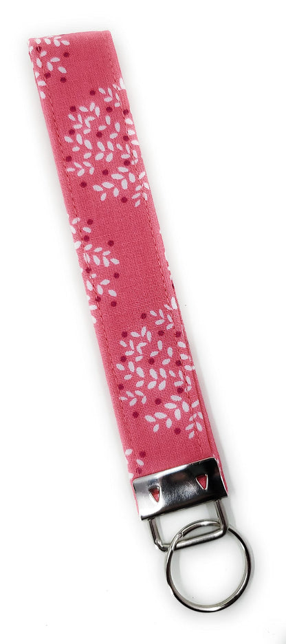 Keychain | Keyfob | Lanyard Wristlet - Pink and Dotted